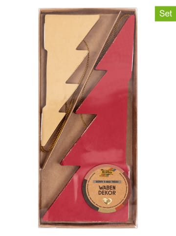 folia PAPER 2er-Set: Wabendekor "Berry Xmas Trees" in Beige/ Rot