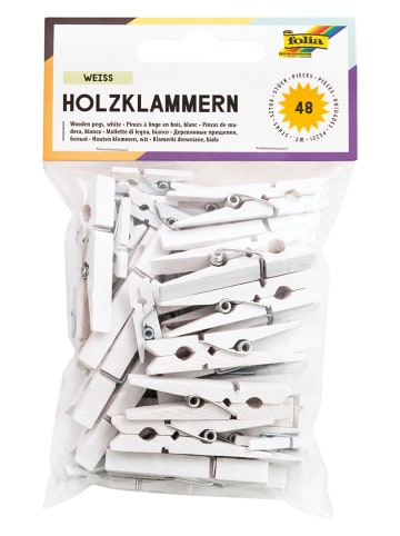 folia PAPER Drewniane klamerki (48 szt.) w kolorze białym