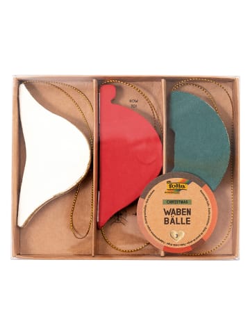 folia PAPER Kule (3 szt.) "Chrismas" w kolorze kremowym, czerwonym i zielonym