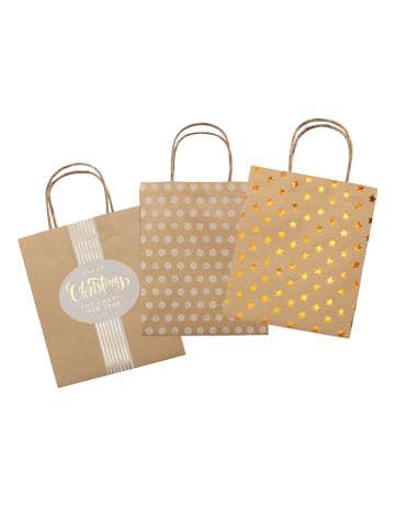 folia PAPER Papieren tasjes "X-Mas" naturel/goudkleurig - 12 stuks