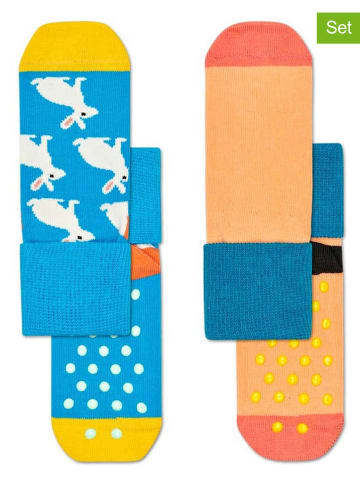 Happy Socks Skarpety (2 pary) w kolorze pomarańczowo-niebieskim ze wzorem