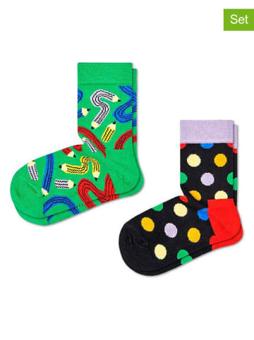 Happy Socks Skarpety (2 pary) w kolorze czarno-zielonym