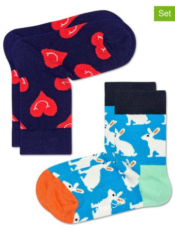 Happy Socks 2er-Set: Socken in Dunkelblau/ Hellblau