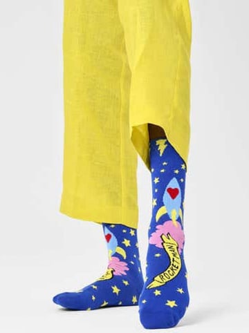 Happy Socks Socken "Rocket man Elton John" in Blau/ Gelb