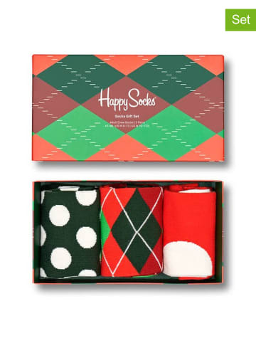 Happy Socks 3tlg. Geschenkset in Schwarz/ Rot