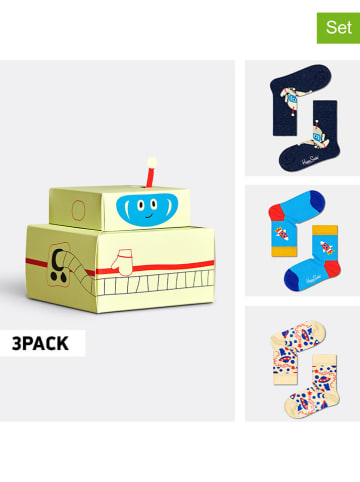 Happy Socks 3tlg. Geschenkset in Dunkelblau/ Bleu/ Beige