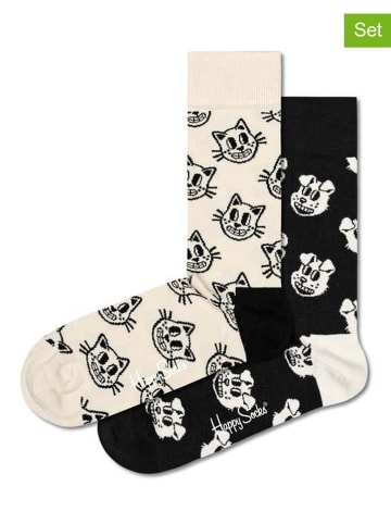 Happy Socks 2tlg. Geschenkset in Creme/ Schwarz