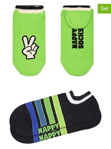 Happy Socks 2er-Set: Socken in Schwarz/ Grün
