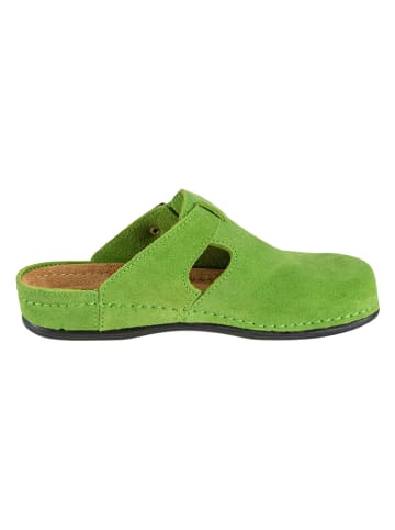 Heine Leder-Hausschuhe in Grün