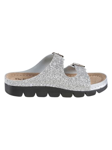 Heine Leren slippers zilverkleurig