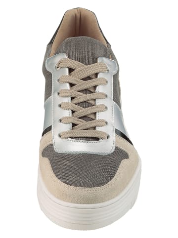 Heine Leder-Sneakers in Beige/ Silber