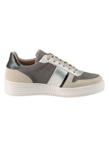 Heine Leren sneakers beige/zilverkleurig