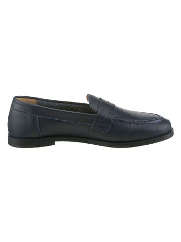 Heine Leren mocassins donkerblauw