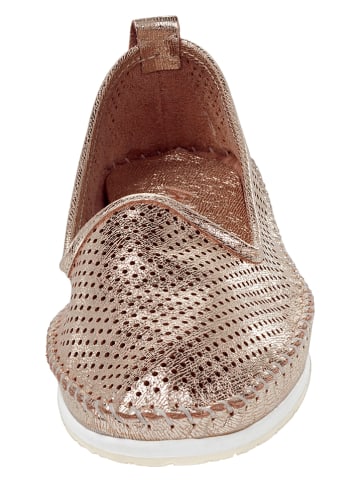 Heine Skórzane baleriny w kolorze złotym