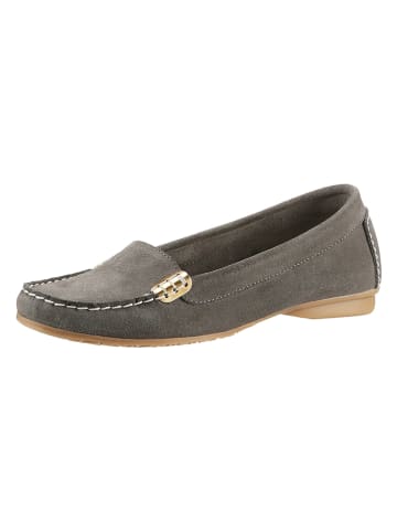 Heine Leren mocassins taupe