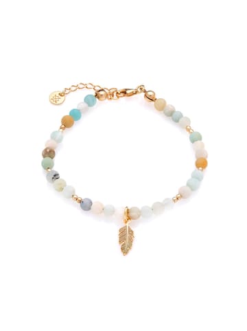 Ania Kruk Pozłacana bransoletka z amazonitami i zawieszką