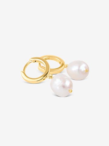 Ania Kruk Pozłacane kolczyki-kreole z perłami