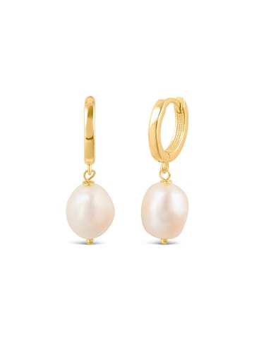 Ania Kruk Pozłacane kolczyki-kreole z perłami