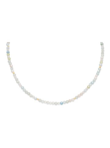 Ania Kruk Pozłacany naszyjnik z różowym kwarcem i morganitem - dł. 35 cm