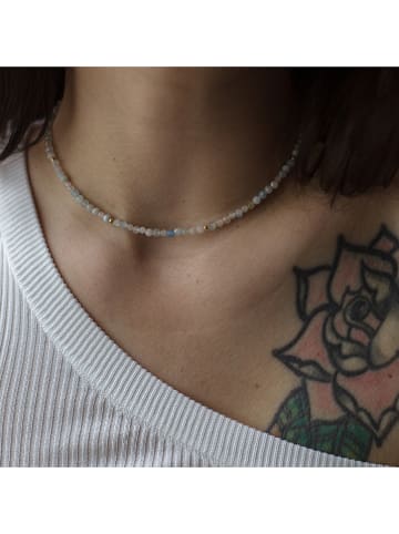 Ania Kruk Pozłacany naszyjnik z różowym kwarcem i morganitem - dł. 35 cm