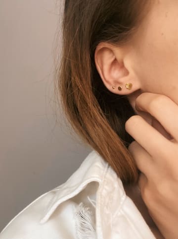 Ania Kruk Pozłacane kolczyki-wkrętki (3 szt.) z cyrkonią