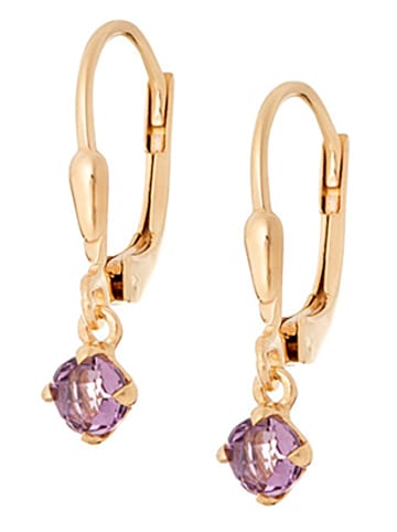 Ania Kruk Pozłacane kolczyki-kreole z ametystem