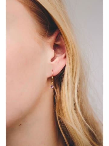 Ania Kruk Pozłacane kolczyki-kreole z ametystem