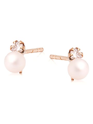 Ania Kruk Złote kolczyki-wkrętki z perłami i cyrkoniami