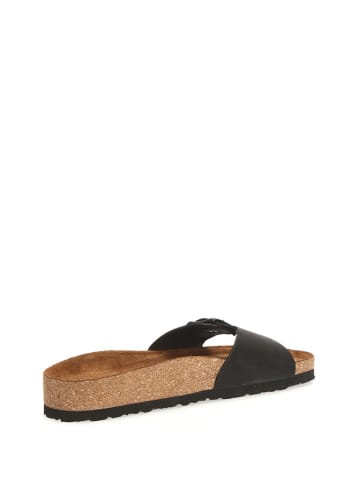 Comfortfusse Leder-Pantoletten in Schwarz