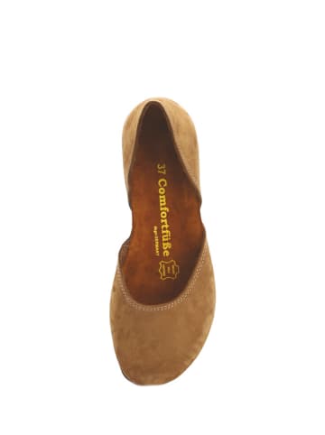 Comfortfusse Leder-Ballerinas in Sand