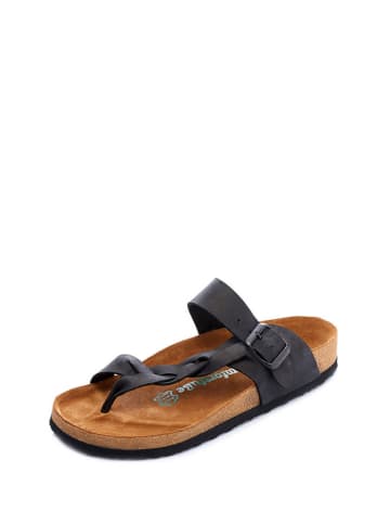 Comfortfusse Leder-Zehentrenner in Schwarz