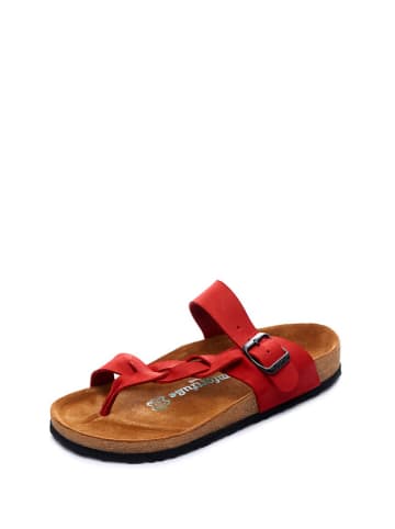 Comfortfusse Leren teenslippers rood