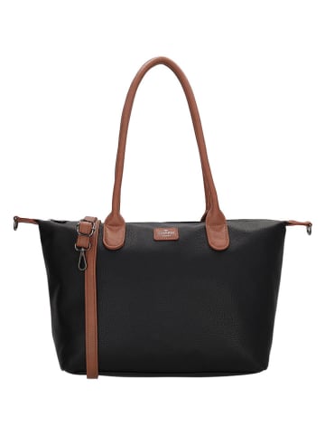 Charm Schultertasche in Schwarz/ Camel - (B)42 x (H)25 x (T)15 cm