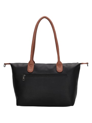 Charm Schultertasche in Schwarz/ Camel - (B)42 x (H)25 x (T)15 cm