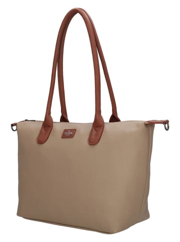 Charm Schultertasche in Taupe - (B)42 x (H)25 x (T)15 cm