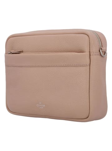 Charm Leder-Umhängetasche in Beige - (B)22 x (H)16 x (T)6 cm