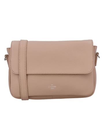Charm Skórzana torebka w kolorze beżowym - 23 x 16 x 5 cm
