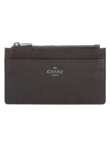 Charm Leder-Kartenetui in Braun - (B)13 x (H)7,5 x (T)1 cm