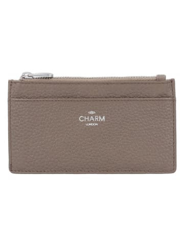 Charm Leder-Geldbörse in Taupe - (B)13,5 x (H)7,5 x (T)1 cm