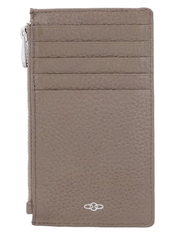 Charm Leder-Geldbörse in Taupe - (B)13,5 x (H)7,5 x (T)1 cm