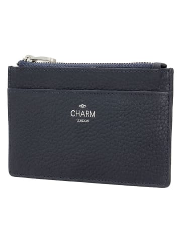 Charm Leder-Geldbörse in Dunkelblau - (B)13,5 x (H)7,5 x (T)1 cm