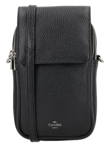 Charm Leder-Handytasche in Schwarz - (B)12 x (H)22 x (T)6 cm