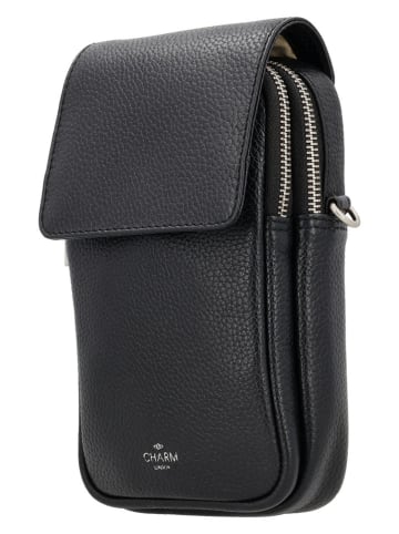Charm Leder-Handytasche in Schwarz - (B)12 x (H)22 x (T)6 cm