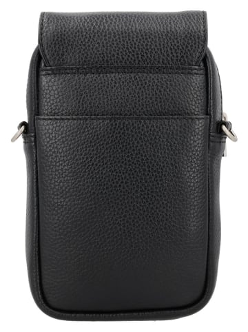 Charm Skórzana torebka w kolorze czarnym na telefon - 12 x 22 x 6 cm