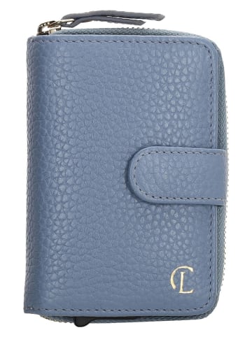 Charm Leder-Geldbörse in Blau - (B)7 x (H)11 x (T)3 cm