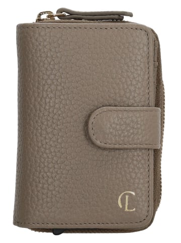 Charm Leder-Geldbörse in Taupe - (B)7 x (H)11 x (T)3 cm