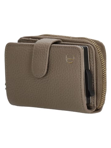 Charm Leder-Geldbörse in Taupe - (B)7 x (H)11 x (T)3 cm