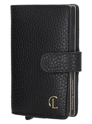 Charm Leder-Geldbörse in Schwarz - (B)7 x (H)10 x (T)1,5 cm