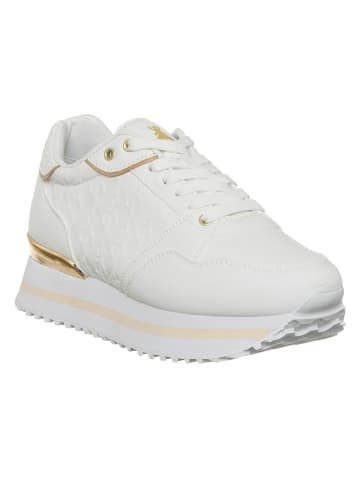 Patrizia Pepe Skórzane sneakersy w kolorze złoto-białym