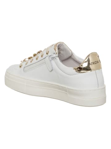 Patrizia Pepe Leder-Sneakers in Weiß/ Gold